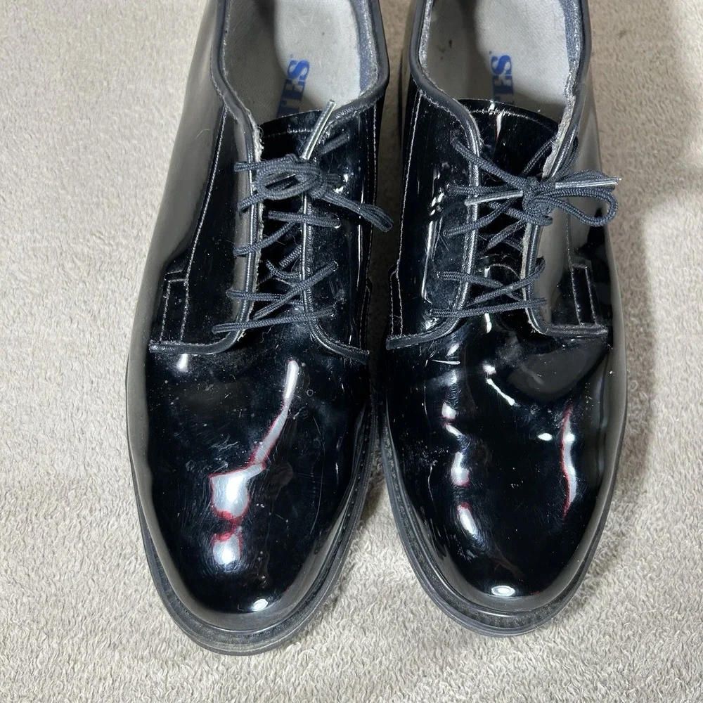 Bates Lites 00942 Men's Black High Gloss Oxford Uniform Dress Shoes Size 9.5 D